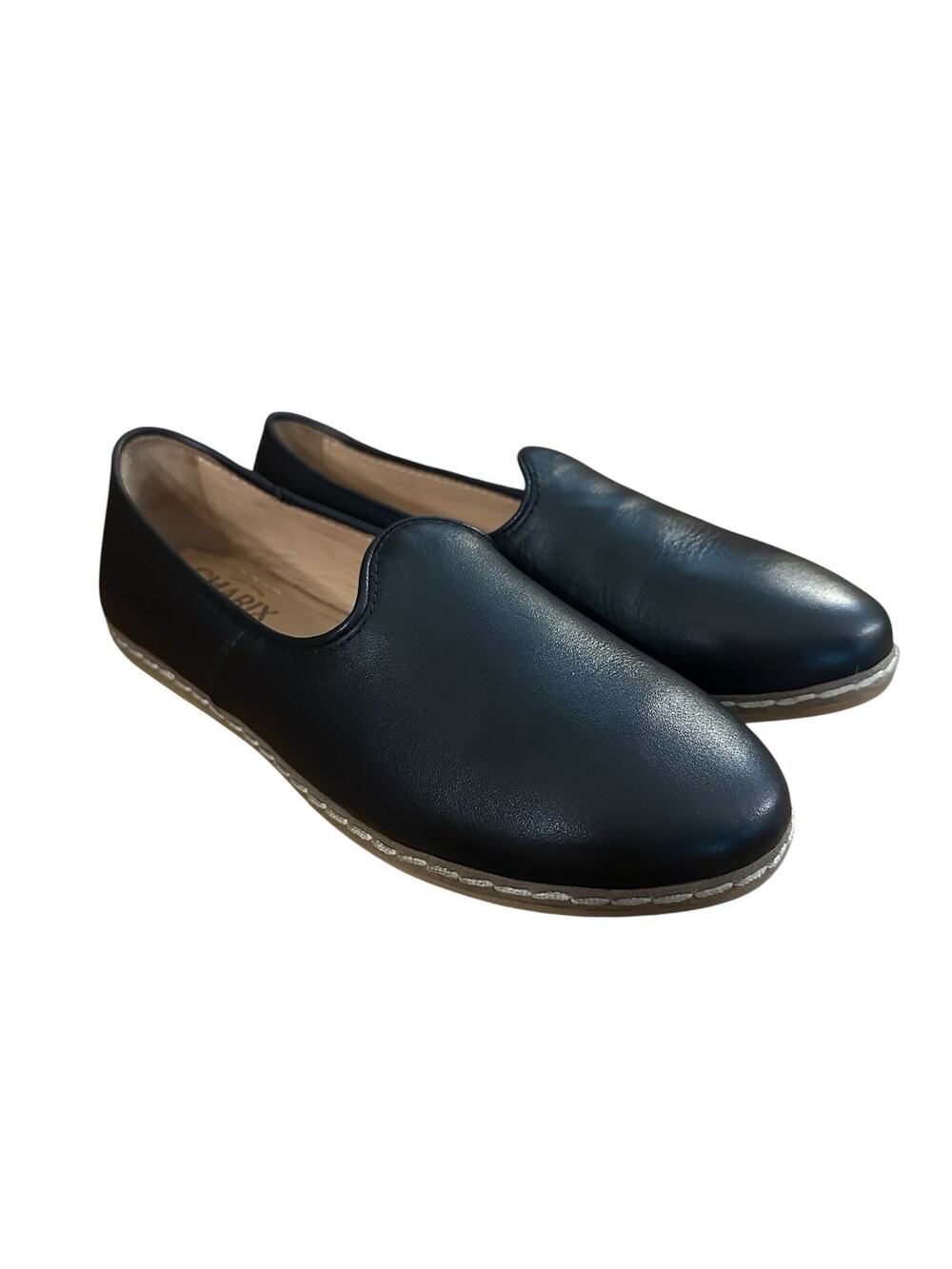Women 39 Charix Classic Black Leather Flats Slip On Loafers Shoes Minimalist